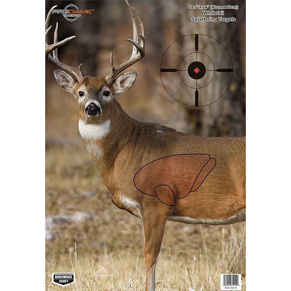 Pregame Birchwood Casey 16.5" x 24" Whitetail Deer Targets - Realistic Instant Splattering Shooting Targets - for Use with All Guns & Calibers - 3 Targets Pack