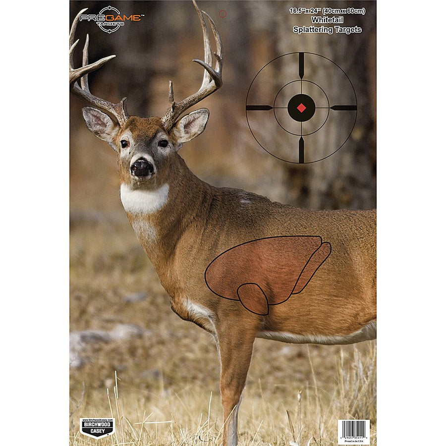 Pregame Birchwood Casey 16.5" x 24" Whitetail Deer Targets - Realistic Instant Splattering Shooting Targets - for Use with All Guns & Calibers - 3 Targets Pack
