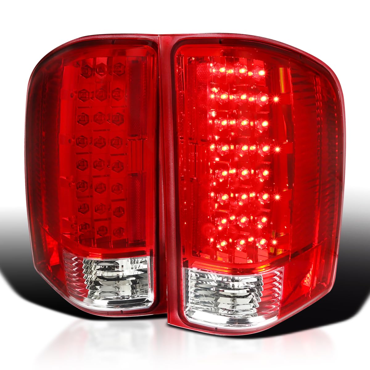 Red LED Tail Lights SPEC-D TUNING Compatible with 2007-2013 Chevy Silverado 1500 2500 3500, Left + Right Pair Assembly