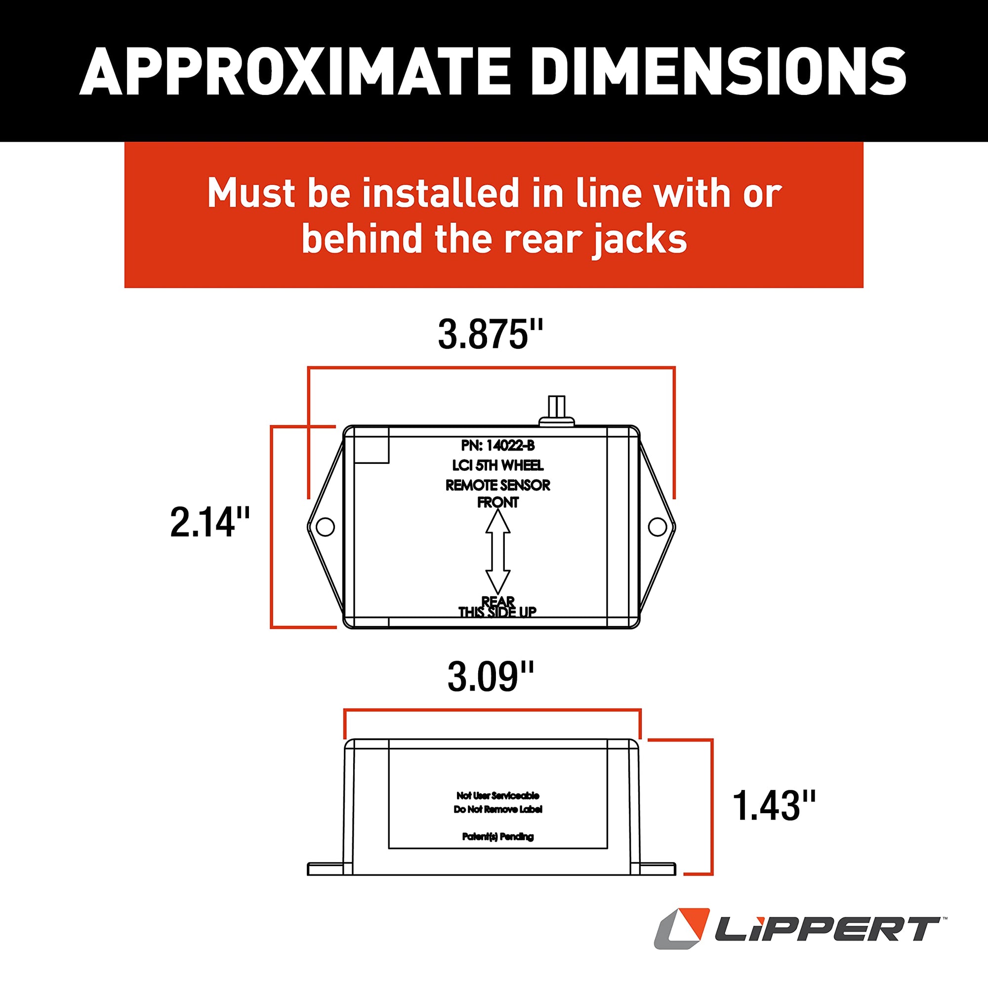 Hall Effect Lippert Ground Control 3.0 Replacement Auto-Level Remote Rear Sensor for Electric Leveling System on 5th Wheel RVs, 3-Point Deutsch DT04 Connector - 232201