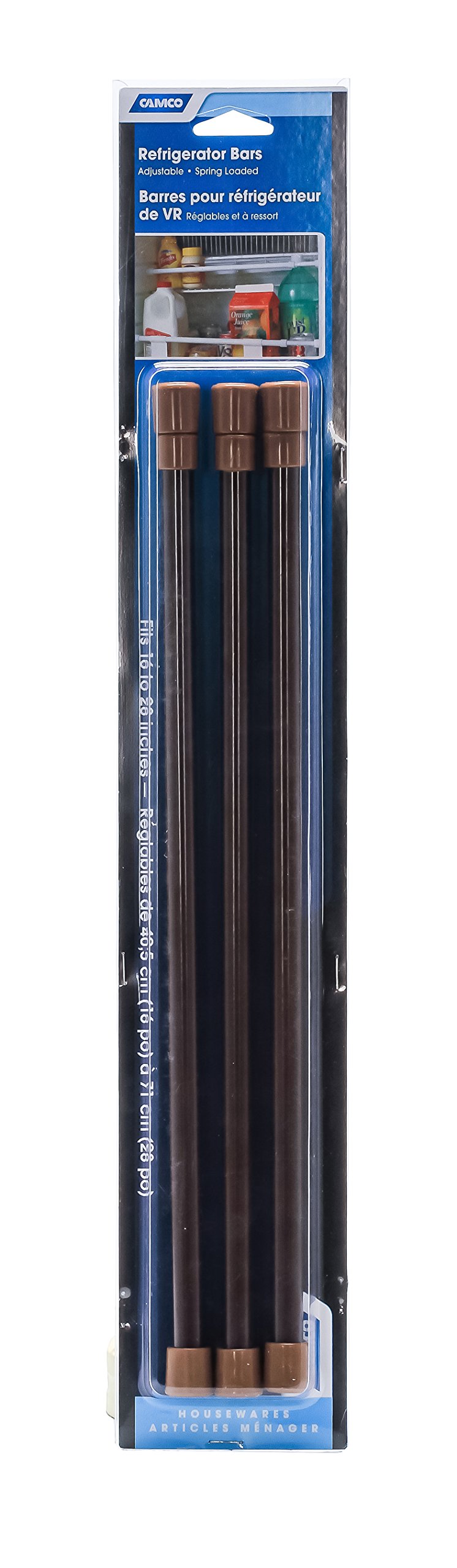 Brown Camco Refrigerator Bar - 16" to 28" - 3 Pack (44056)