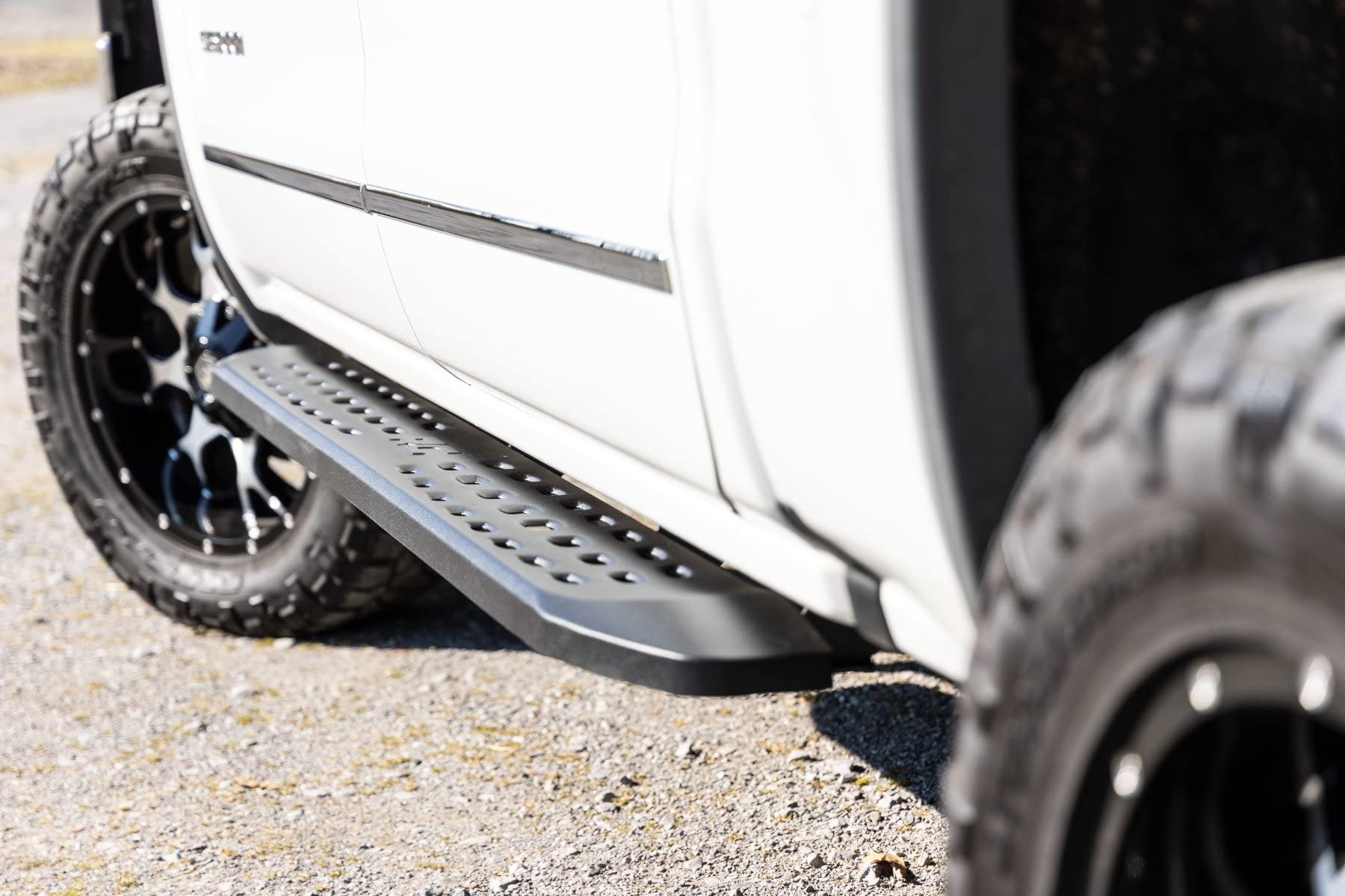 Rough Country Running Boards RPT2 for Chevy Silverado & GMC Sierra 1500/2500HD/3500HD (2007-2018) Crew Cab - Sleek Profile, Non-Slip Step, Easy Install