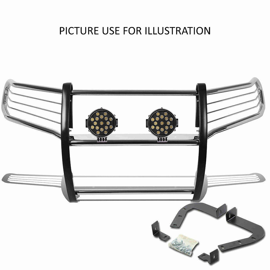 Bumper Guard Black Horse Grille brush Modular Stainless Steel Come With pair of 7.0"Dia.LED Lights with Black Trim Rings Compatible with 2016-2022 Honda Pilot-17H151402MSS-PLB
