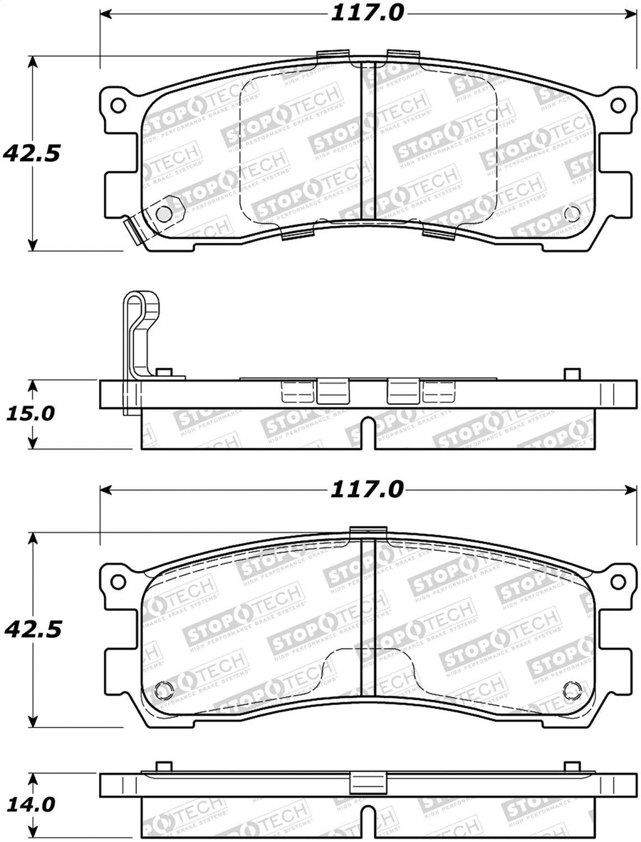 Rear StopTech 308.05530 Brake Pads with Shims and Hardware Street
