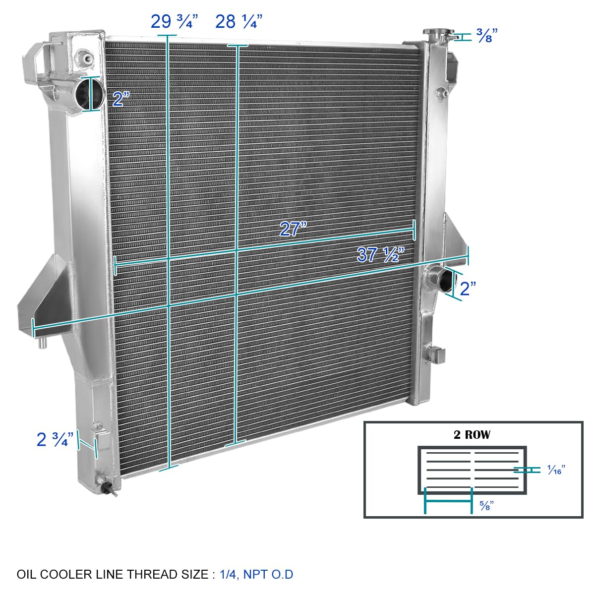 2-Row Aluminum Performance Cooling Radiator SPEC-D TUNING Compatible with 2003-2010 Dodge Ram 3500 5.9L 6.7L Cummins