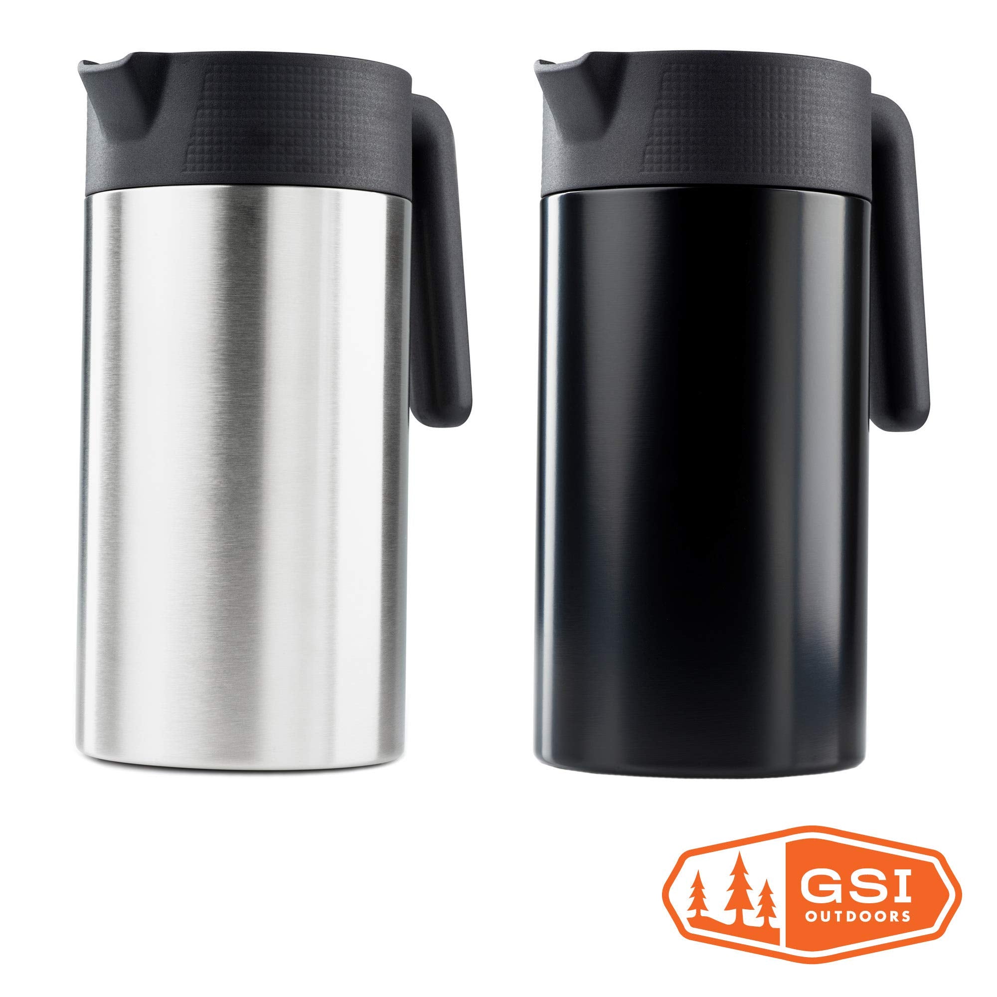 Glacier Stainless GSI Outdoors JavaPress, 30oz French Press Coffee Mug for Camping, Brushed