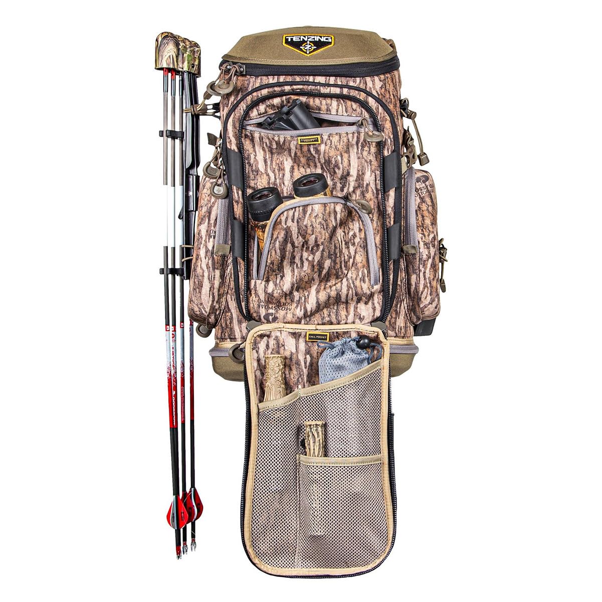 H2O Compatible TENZING Hangtime Day Pack for Tree Stand Hunting, Durable EVA-Molded Hunting Backpack with 7 Compartments & 15 Pockets, 1,600-cubic-inch Hunting Pack, Mossy Oak Bottomland