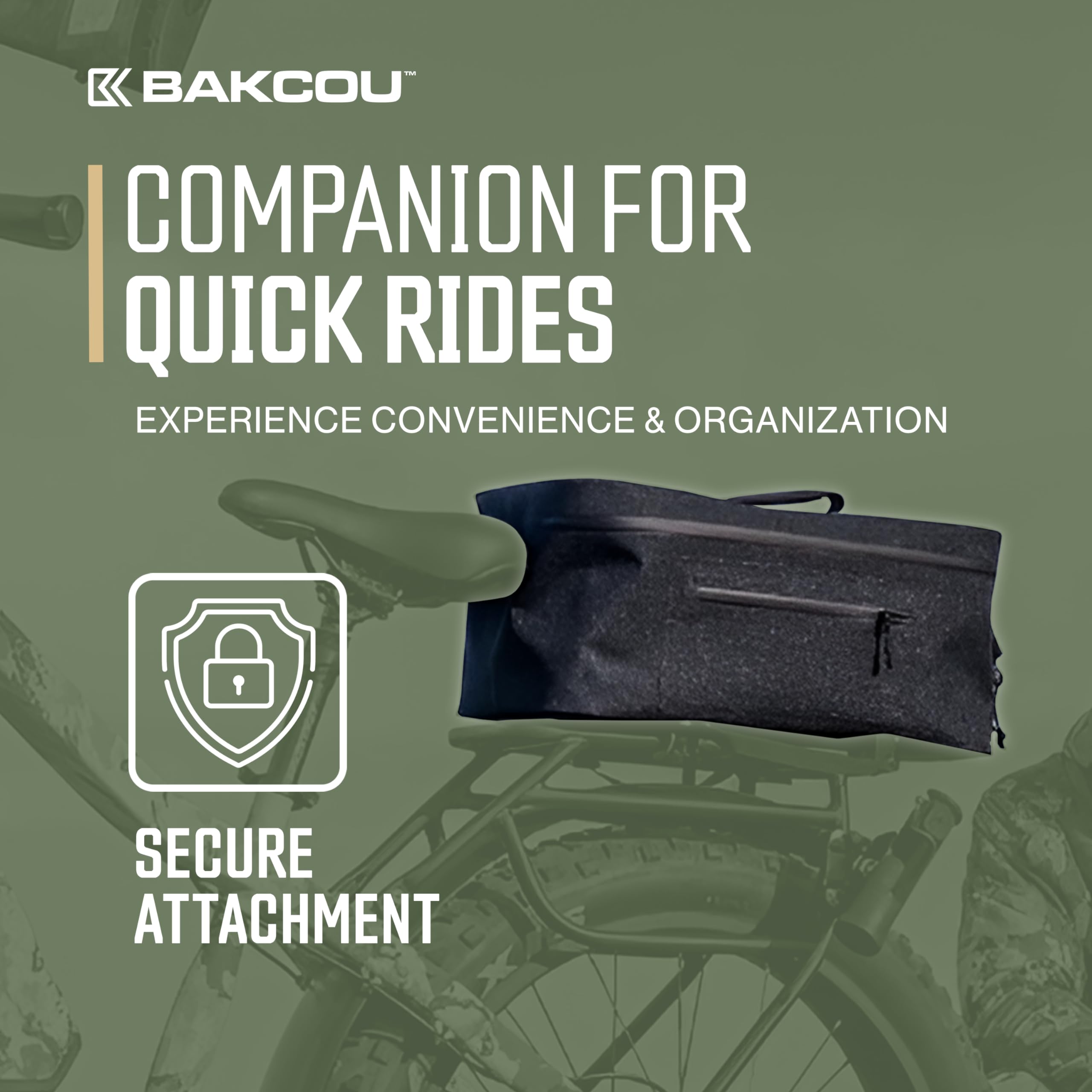 Small Bakcou Top Pannier Bag with 4 Quick Clamps - Waterproof, Tight Zipper, Internal Straps for Battery, Rain Gear - Repair Kit, 12x8x6.5 Inches