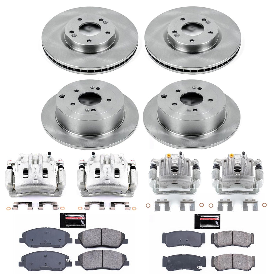 Power Stop KCOE4116 Replacement Autospecailty Front and Rear Caliper Kit-Rotors, Ceramic Brake Pads, Calipers For Hyundai Santa Fe 2007-2009 [Model Specific]