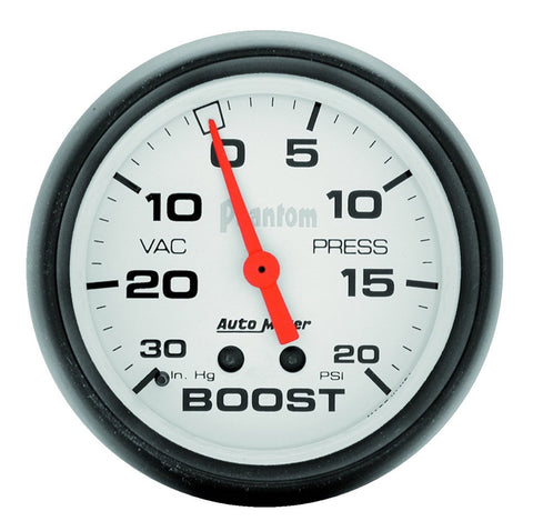 Auto Meter Phantom 5801 Mechanical Boost/Vacuum Gauge,2.625 in.