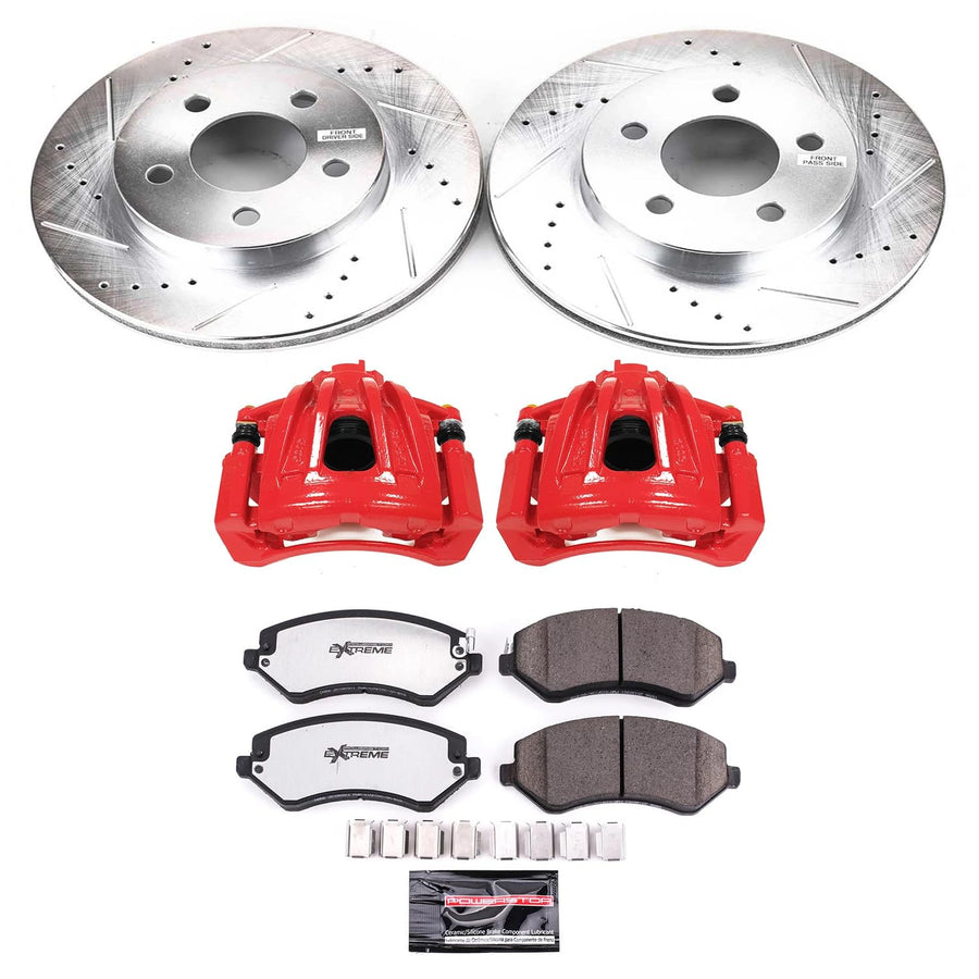 Power Stop Front KC2160-36 Z36 Truck & Tow Performance Brake Kit with Powder Coated Calipers For Jeep Liberty 2002-2007 [Model Specific]