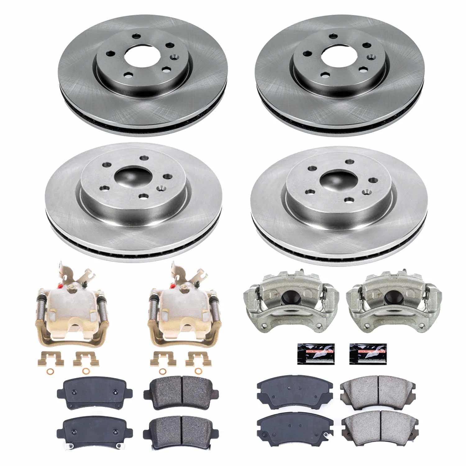 Power Stop KCOE6330 Front and Rear Brake Caliper Kit- Brake Rotors, Brake Pads & Calipers For Saab 9-5 2010-2011 [Model Specific]