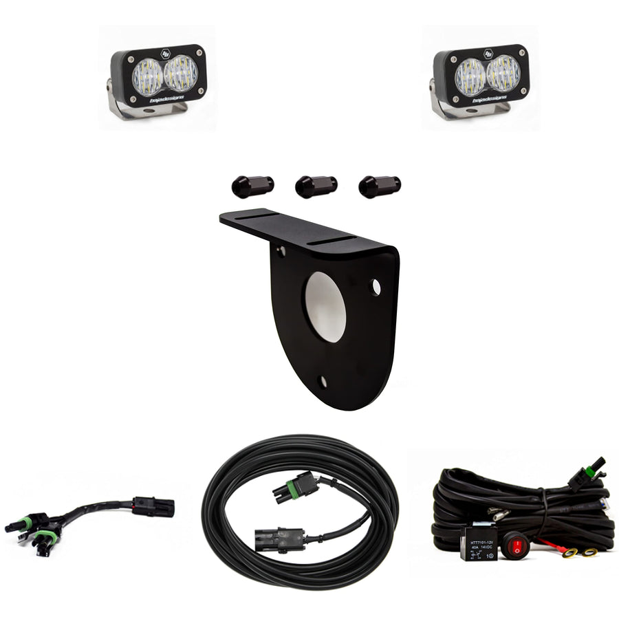 S2 Sport BAJA DESIGN Dual LED Reverse Light Kit for Ford Bronco 2021-23 - Non-License Plate Mount with Switch Wiring Harness (Multi-Pattern; Clear Lens)