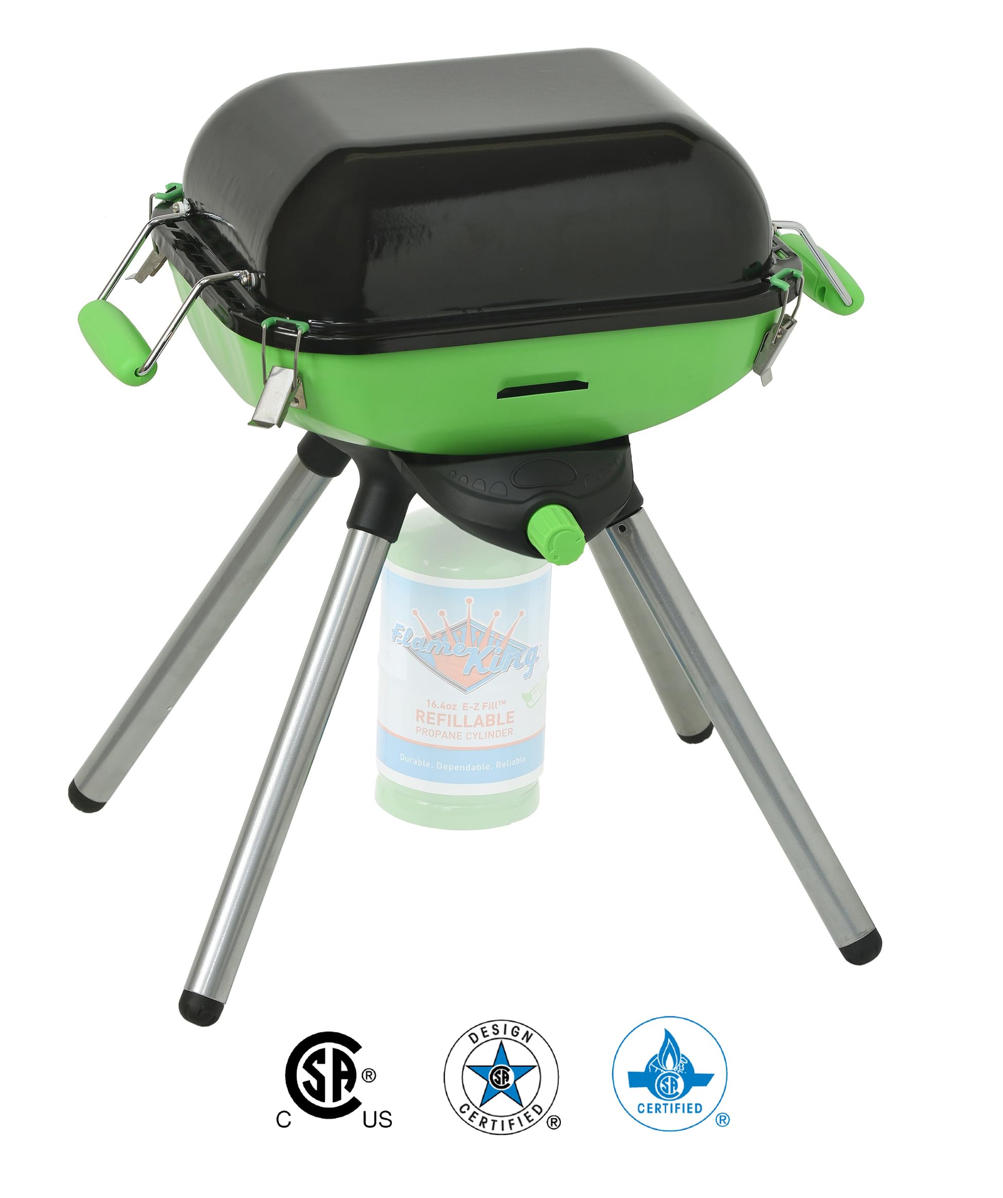 Flame King Multi-Function YSNVT-301 Portable Propane BBQ Grill Camp Stove, 8000 BTU 9.5 x 12 Inch Cooking Surface, Light Green/Black