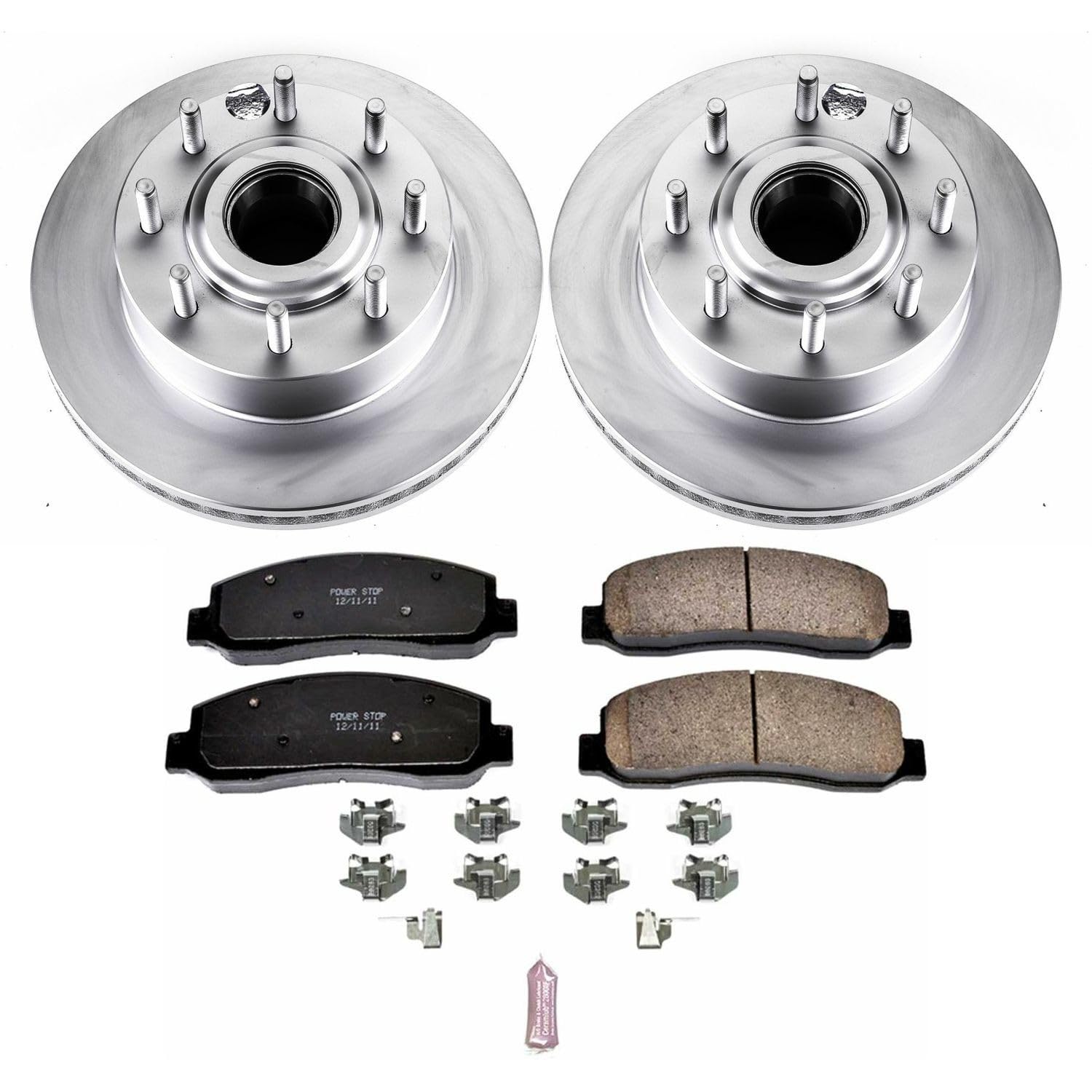 Power Stop Coated Brake Rotor & CRK5588 Ceramic Brake Pads- front For Ford F-250 Super Duty 2009-2011, Ford F-350 Super Duty 2010-2011 [Model Specific]