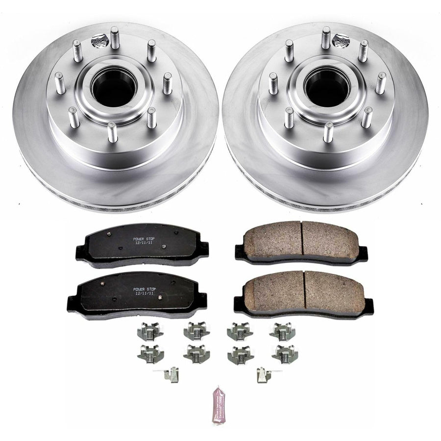 Power Stop Coated Brake Rotor & CRK5588 Ceramic Brake Pads- front For Ford F-250 Super Duty 2009-2011, Ford F-350 Super Duty 2010-2011 [Model Specific]