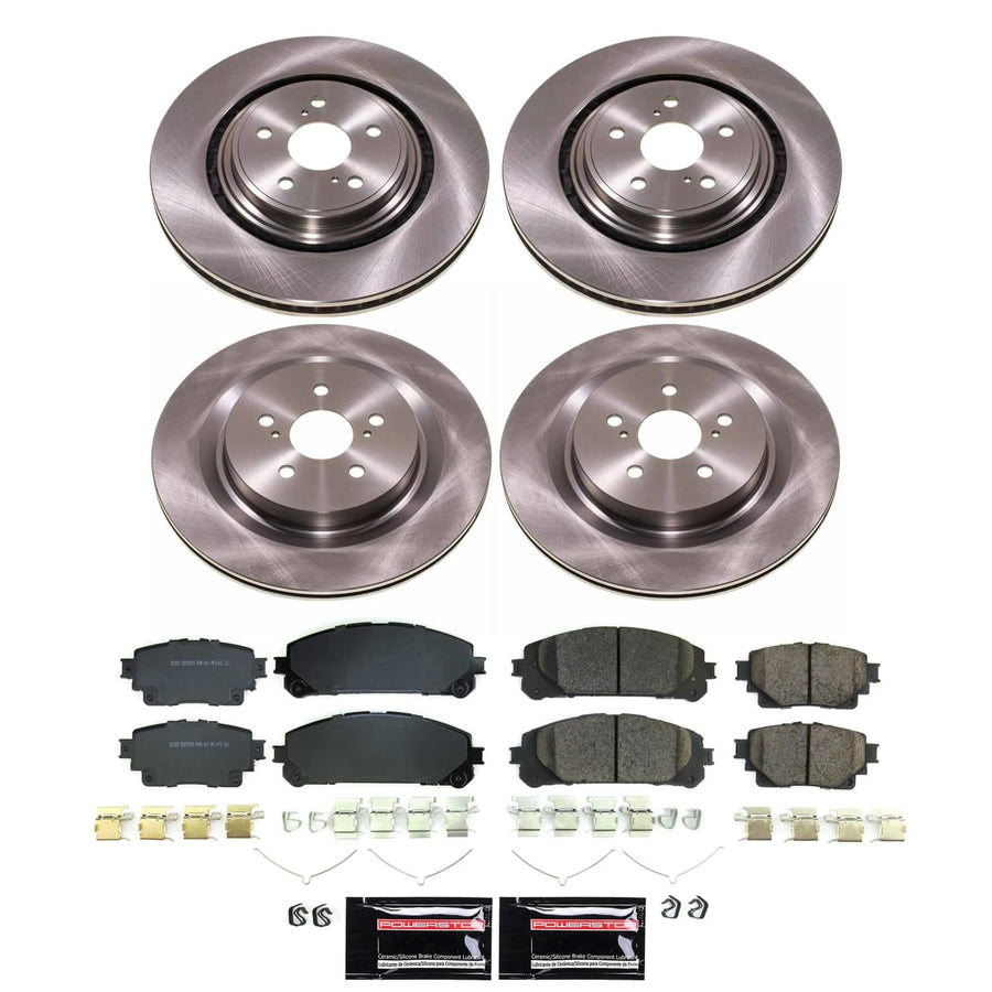 Power Stop Front and Rear KOE8817 Brake Pads and Rotors Stock Replacement Brake Kit Autospecialty For Toyota Highlander 2020-2022 [Application Specific]