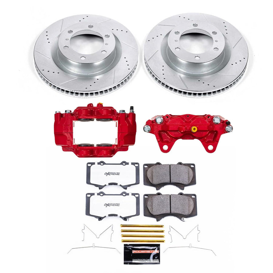 Power Stop Z36 Truck & Tow Brake Pad and Rotor Kit Front KC5873A-36 with Red Powder Coated Calipers For Lexus GX460 2016-2022, Toyota 4Runner 2015-2023 [Model Specific]