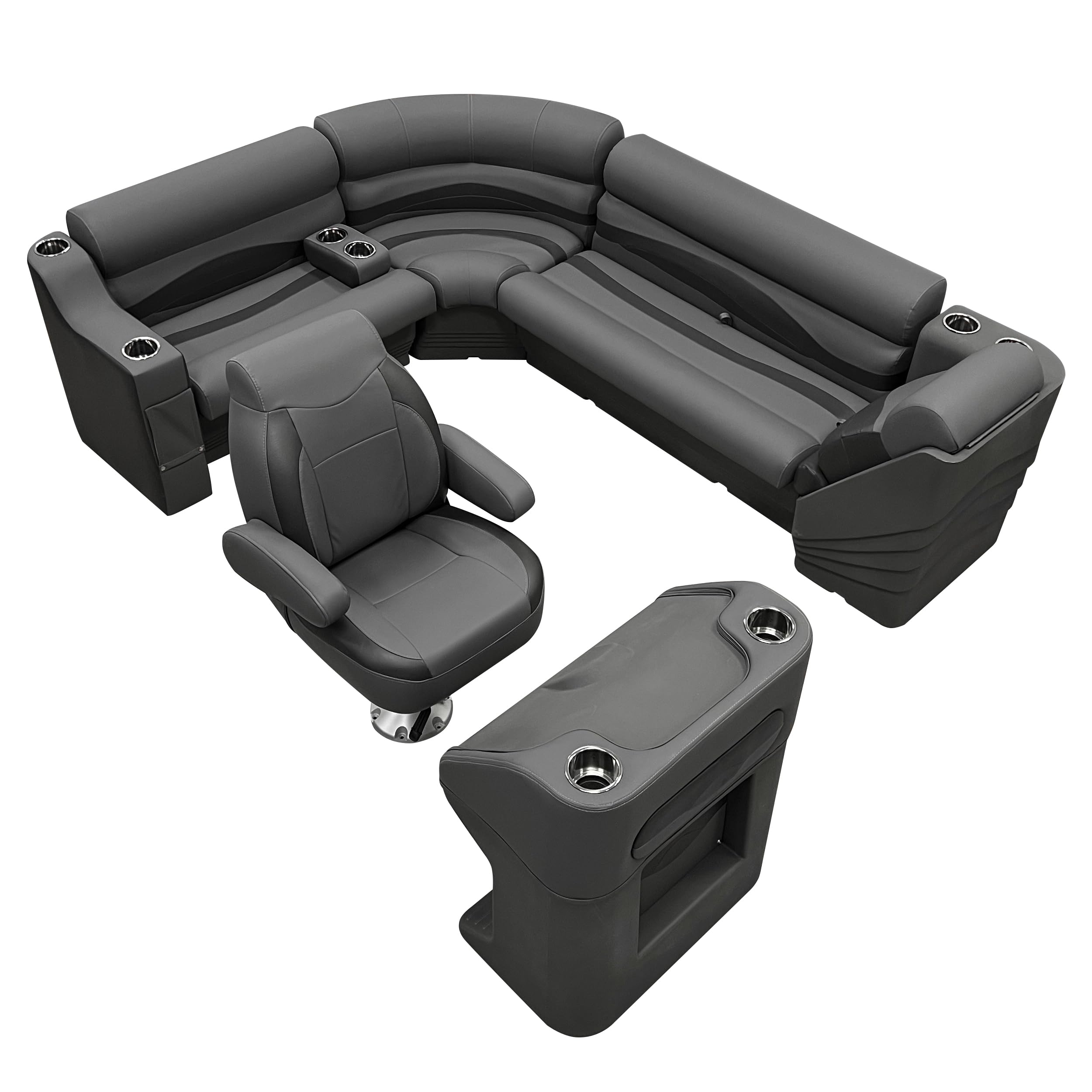 3010-1890 Wise Premier Series Right Radius Pontoon Arm Rest, Slate/Dark Neutral