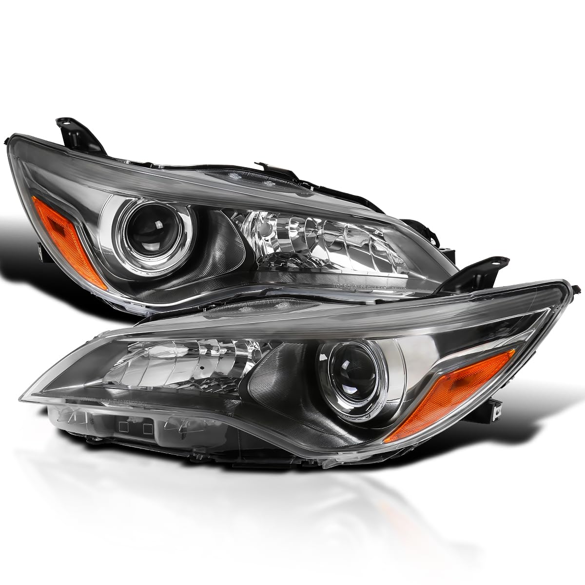 Titanium Housing SPEC-D TUNING Projector Headlights Compatible with 2015-2017 Toyota Camry, Left + Right Pair Headlamps Assembly