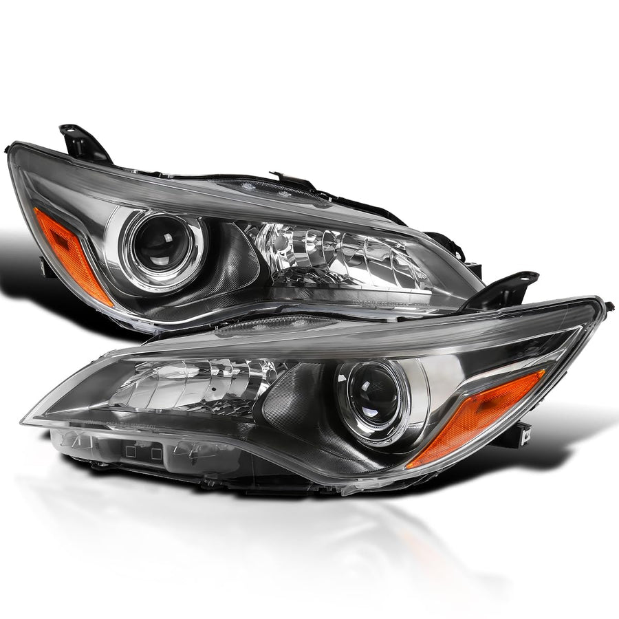Titanium Housing SPEC-D TUNING Projector Headlights Compatible with 2015-2017 Toyota Camry, Left + Right Pair Headlamps Assembly