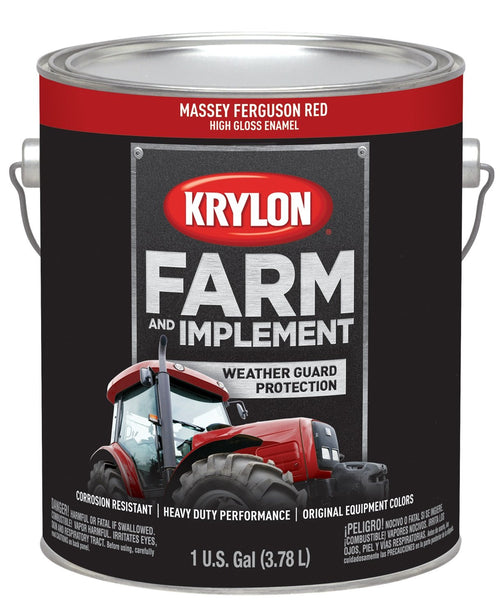 Krylon Farm & Implement K01968000 Brush On-Paint, High Gloss, Massey Ferguson Red, 1 Gallon