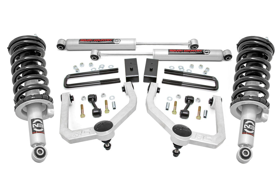 3" Rough Country Suspension Lift Kit for Nissan Titan 4WD (2017-2023) - N3 Struts & N3 Rear Shocks, Silver Control Arms