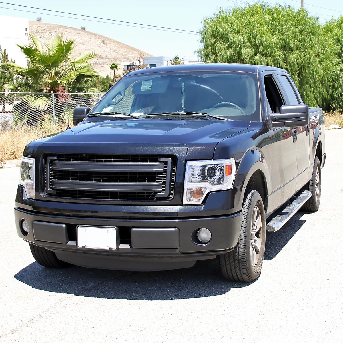 Chrome Projector Headlights w/LED Strips SPEC-D TUNING Compatible with 2009-2014 Ford F-150, Left + Right Pair Headlamps Assembly