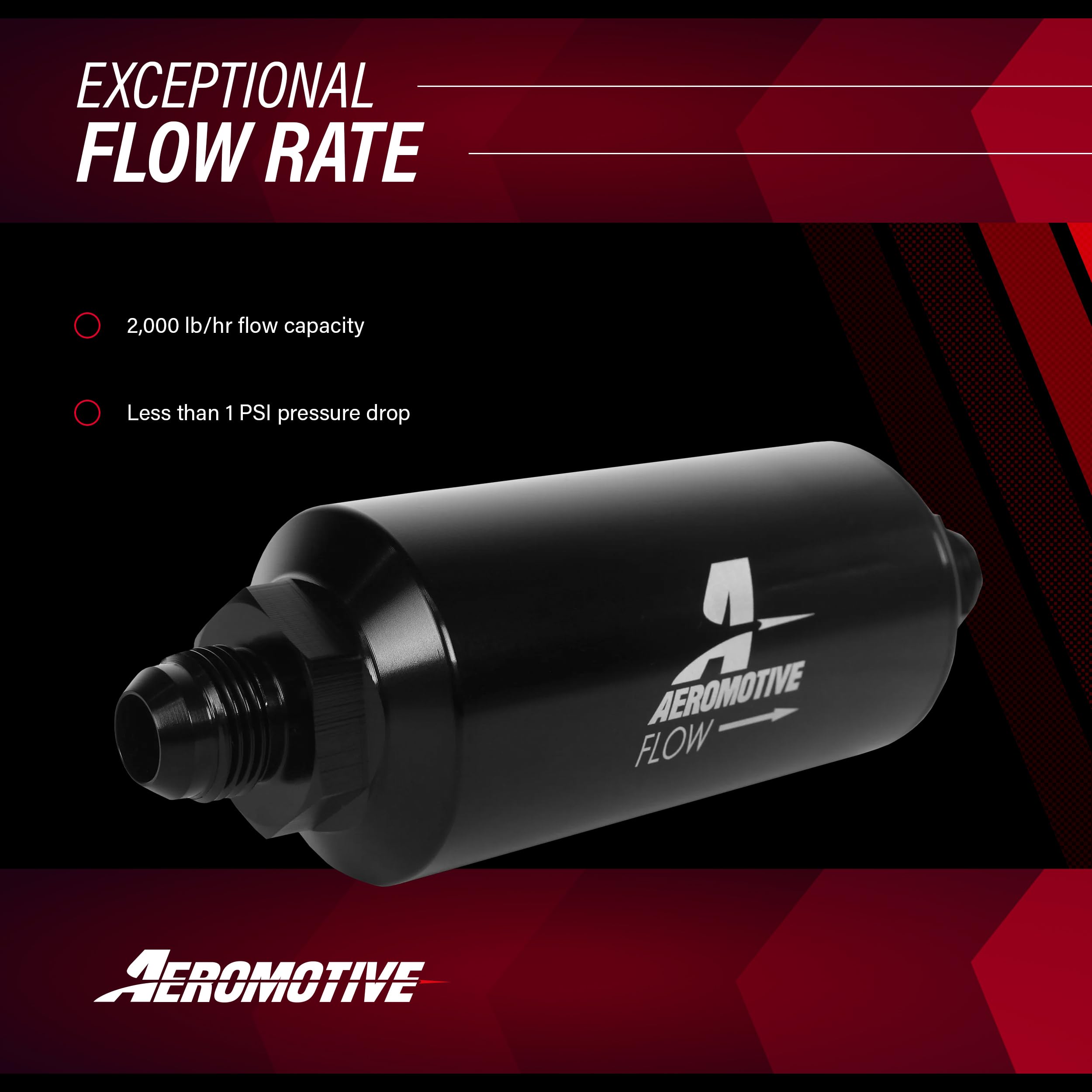 Inline Fuel Filter Element Aeromotive 12377, 10-Micron Rating, Cellulose Media, Male AN-08 Port