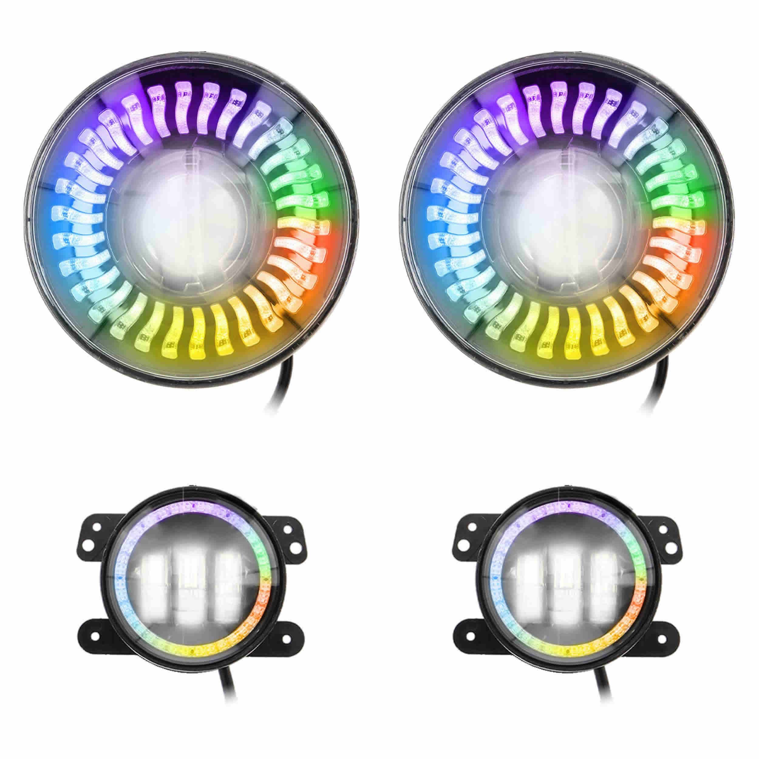 Metra - 7" Chasing RGB Projector lights & 4" Fog Lights w/Controller (JP-708RGBKT)