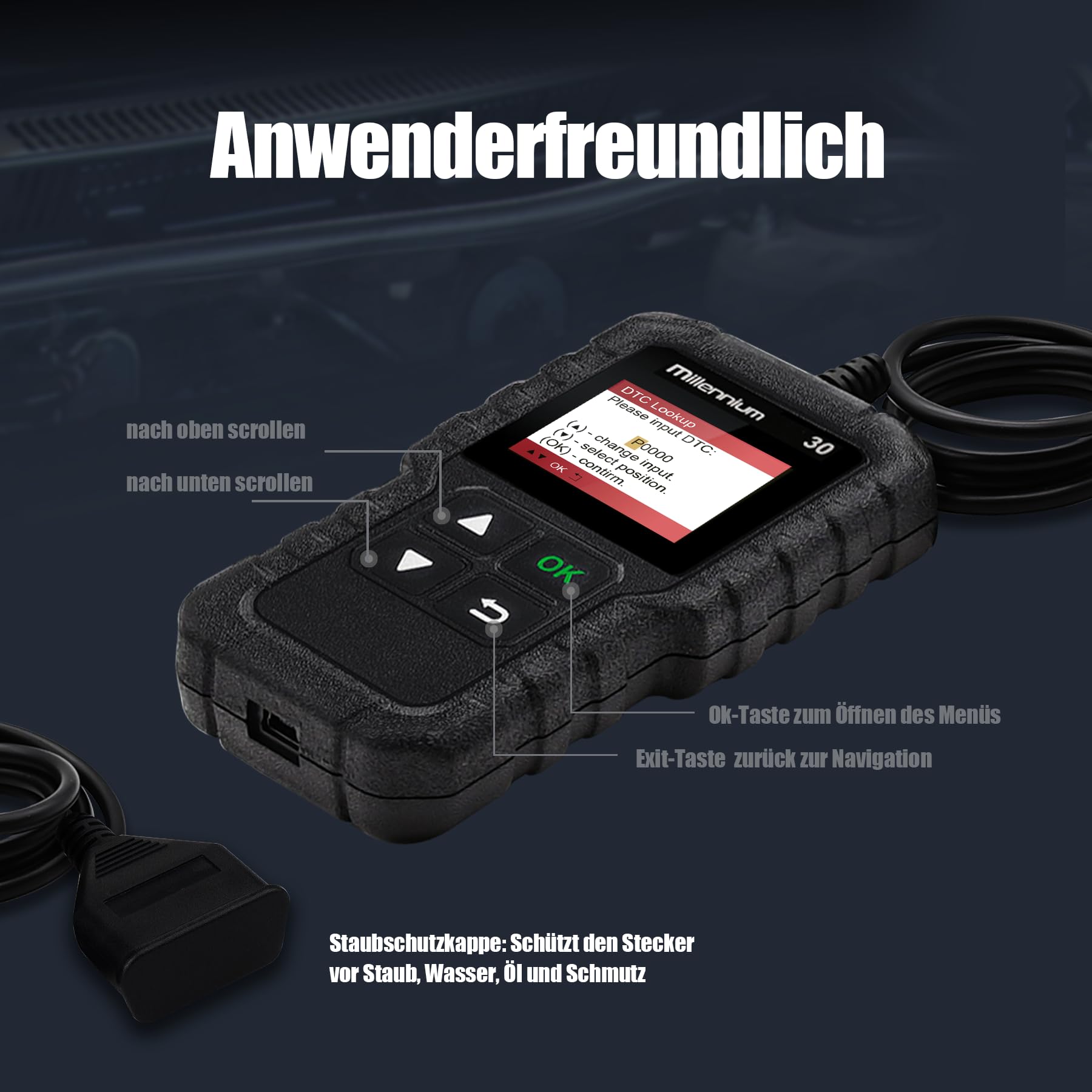 Millennium 30 Launch OBD2 Scanner,Car Code Reader with Full OBD2 Functions,Check Engine Light Car Diagnostic Tool,O2 Sensor/EVAP System/Smog Test/Check I/M Readiness Car Scanner,Lifetime Free Update