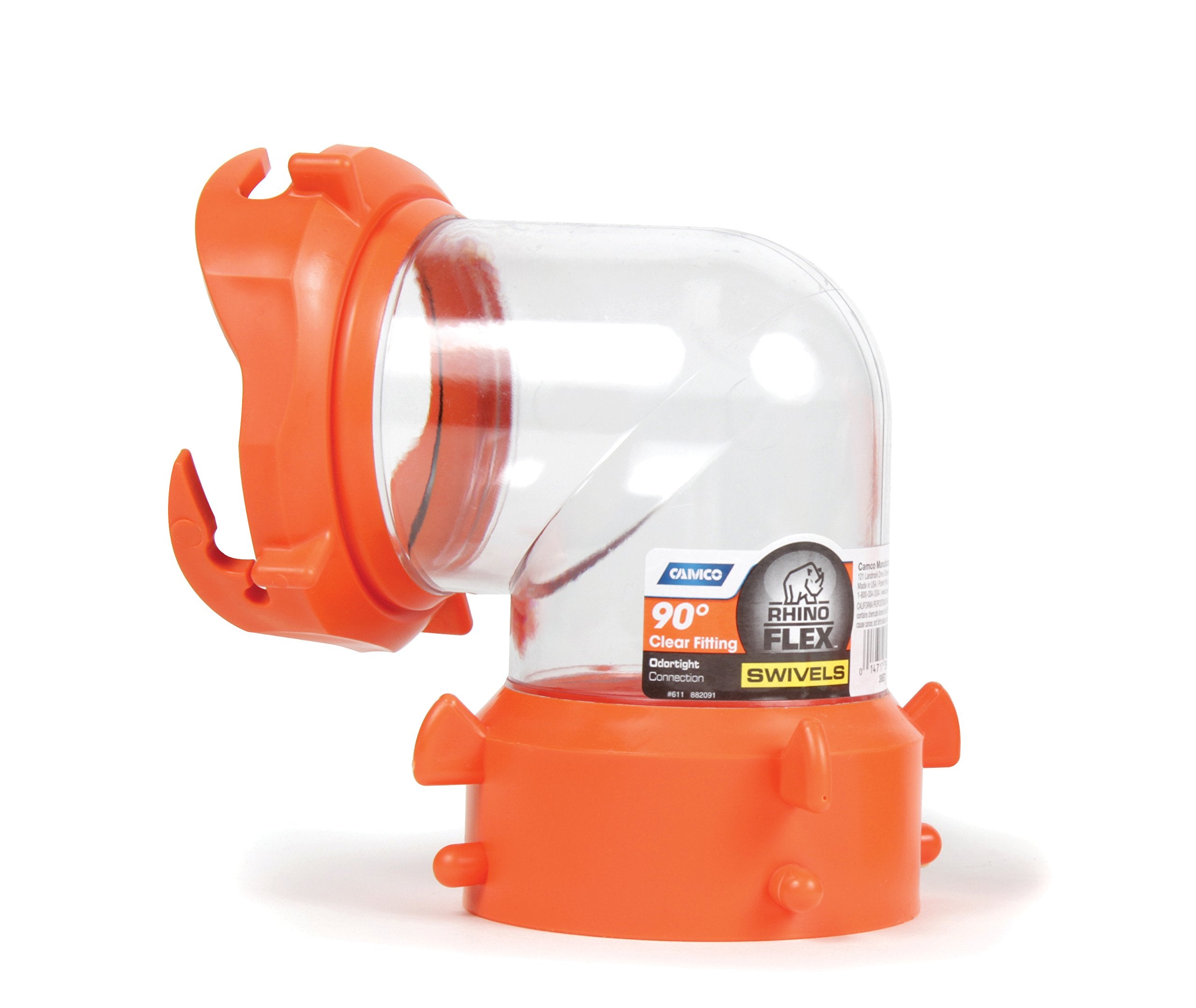 RhinoFLEX Camco 39857 Clear 90 Degree Sewer Hose Swivel Fitting