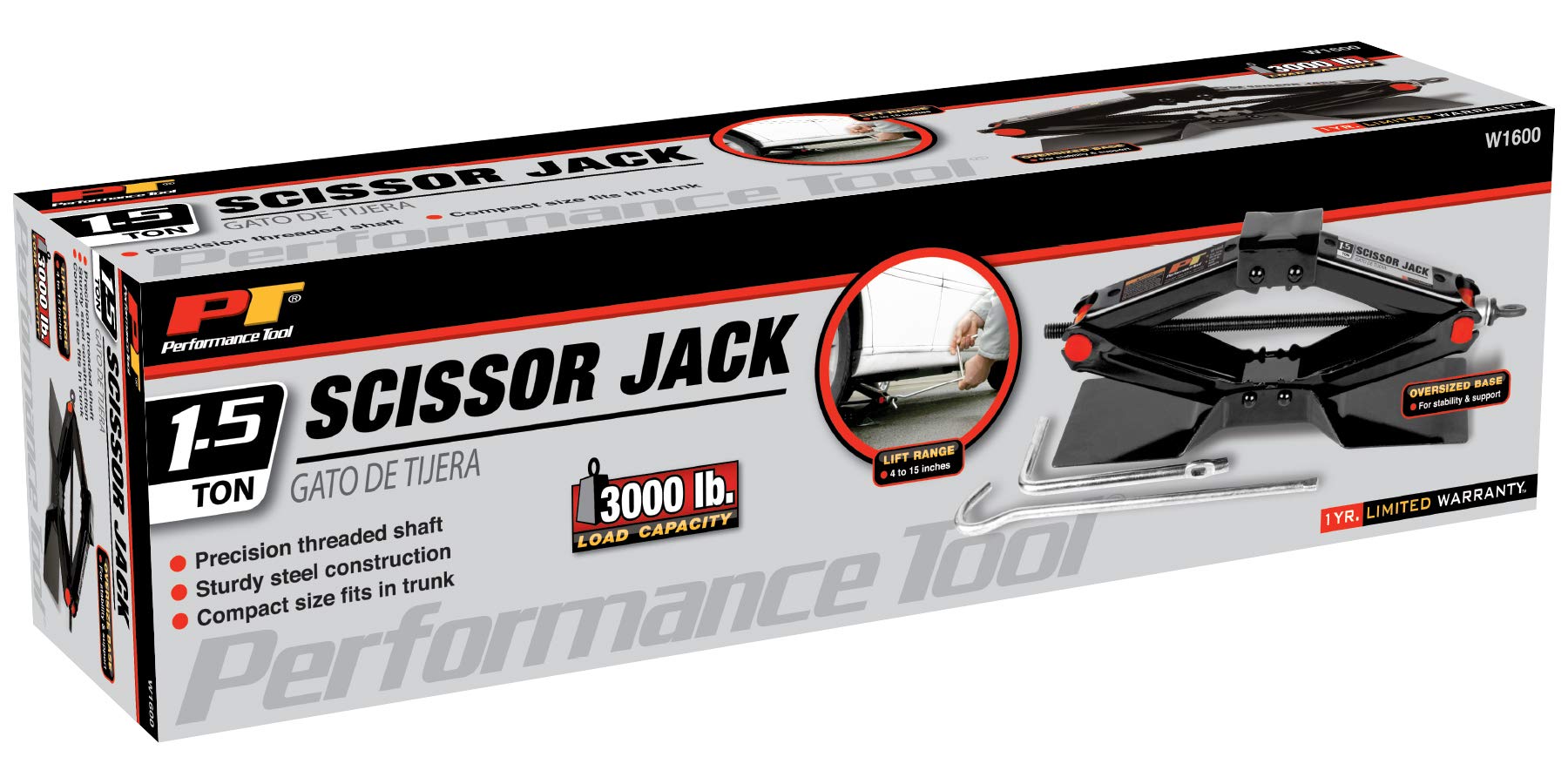 1-1/2 Ton Performance Tool Scissor Jack W1600