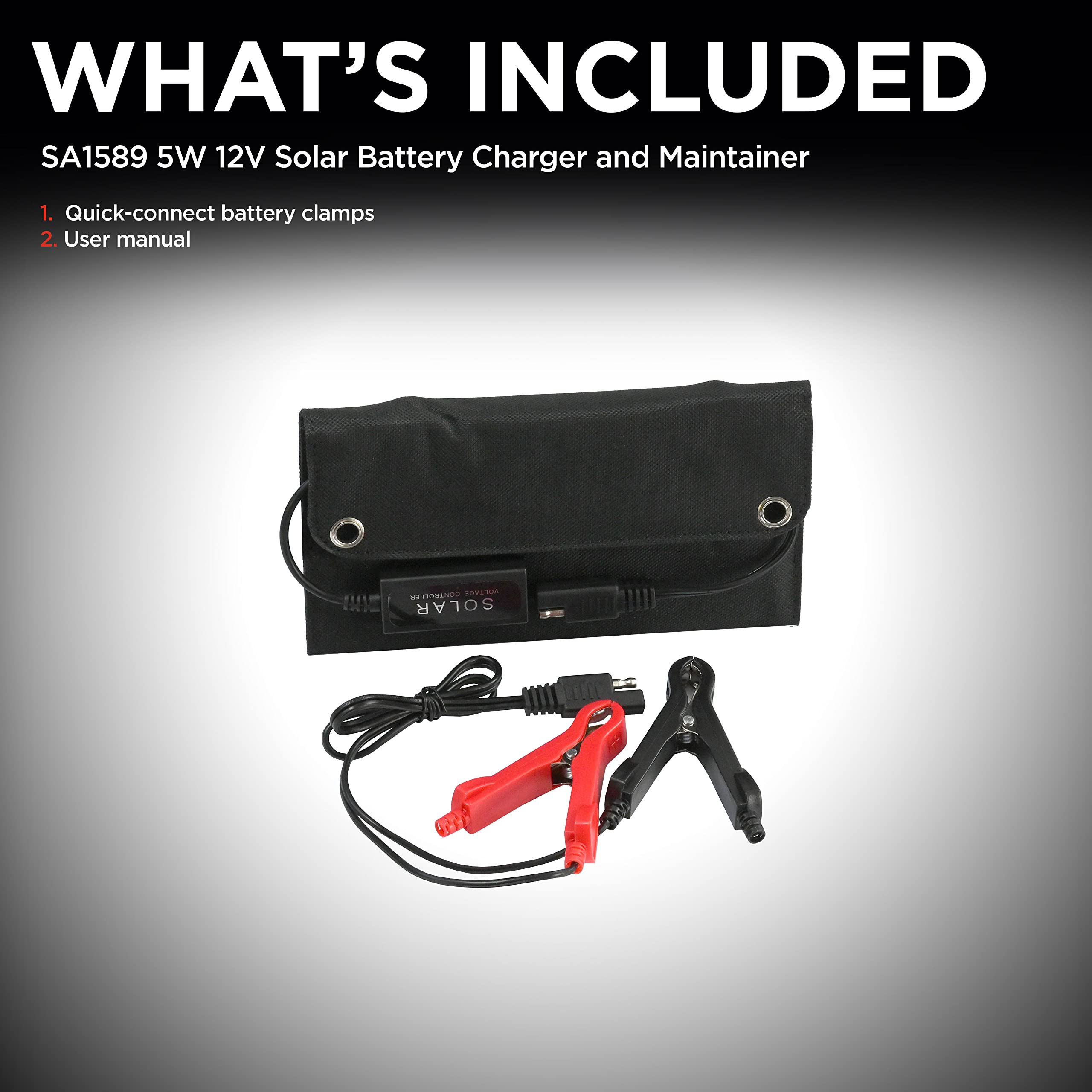 Schumacher Electric Solar Portable Battery Charger and Maintainer, SA1589, 5 Watts, 12 Volt, 1 Amp USB Port, for Maintaining Motorcycle, Power Sport, Car, Van, and Marine Batteries