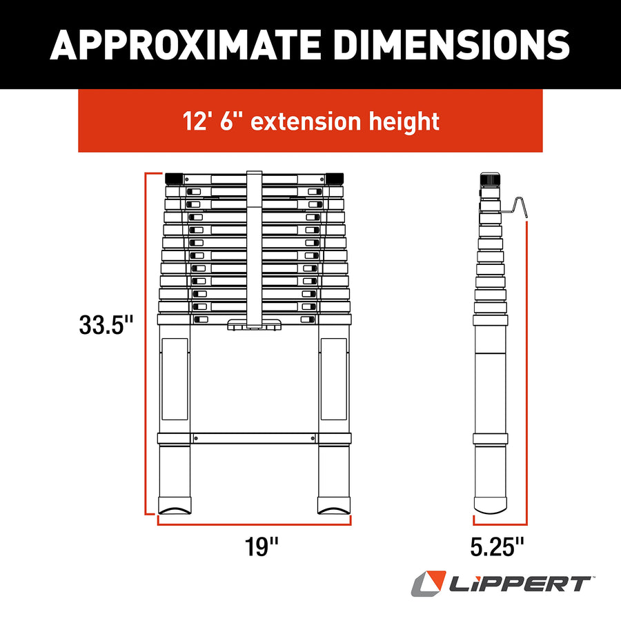 On-The-Go Ladder Lippert Components Telescoping Ladder for 5th Wheel RVs, Travel Trailers and Motorhomes