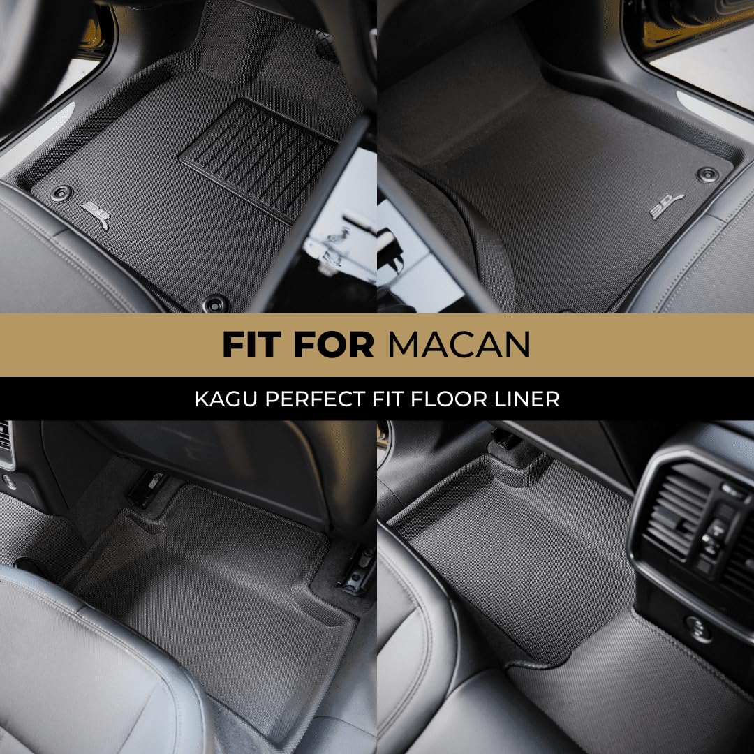 Kagu Floor Mat (Black) 3D MAXpider Custom Fit Compatible with Porsche Macan (95B) 2015-2025 - Full Set