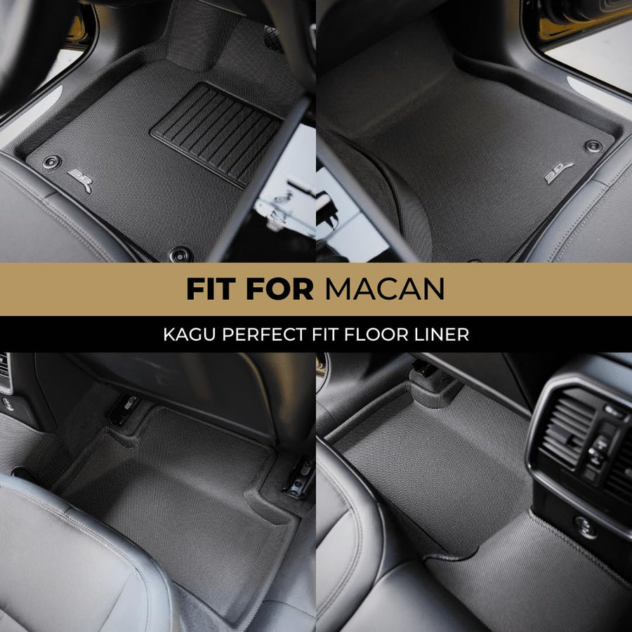 Kagu Floor Mat (Black) 3D MAXpider Custom Fit Compatible with Porsche Macan (95B) 2015-2025 - Full Set