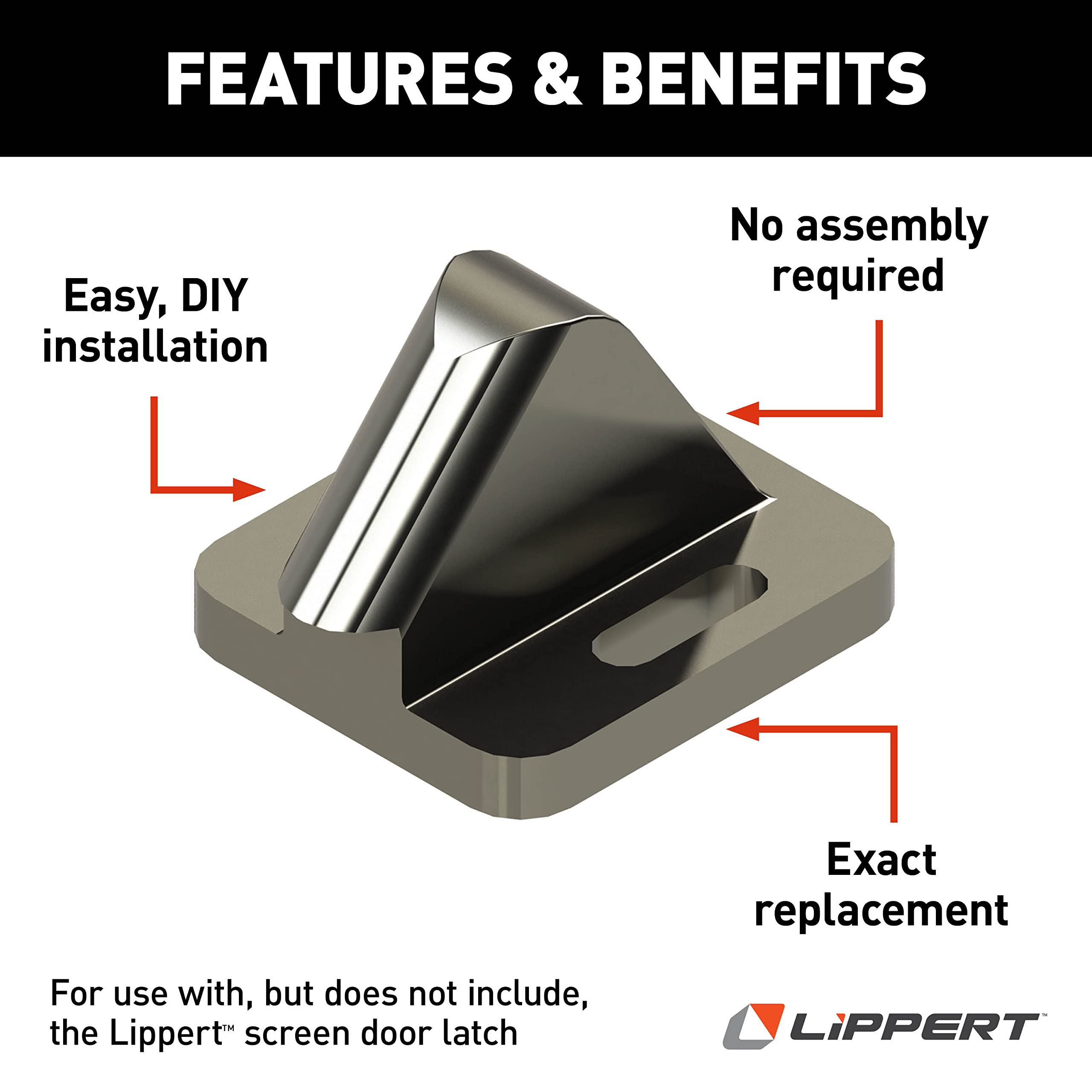 Lippert Outside Screen Door Frame Standard Replacement Striker for RVs with Easy Installation, No Assembly Required - 198252