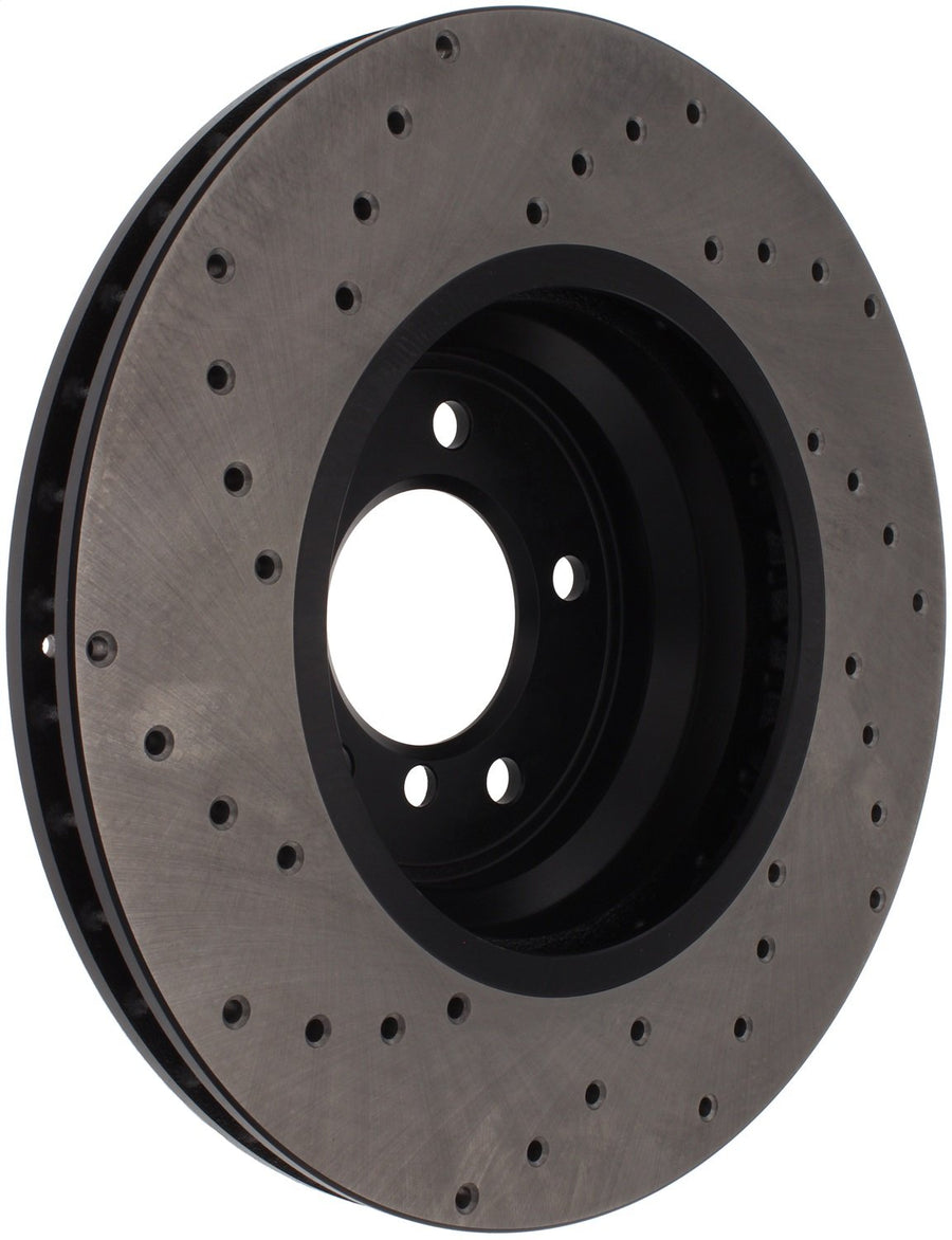 StopTech Sport 128.34093L Front Left Cross Drilled Disc Brake Rotor - Fits Select BMW 3 Series and X1 Vehicles