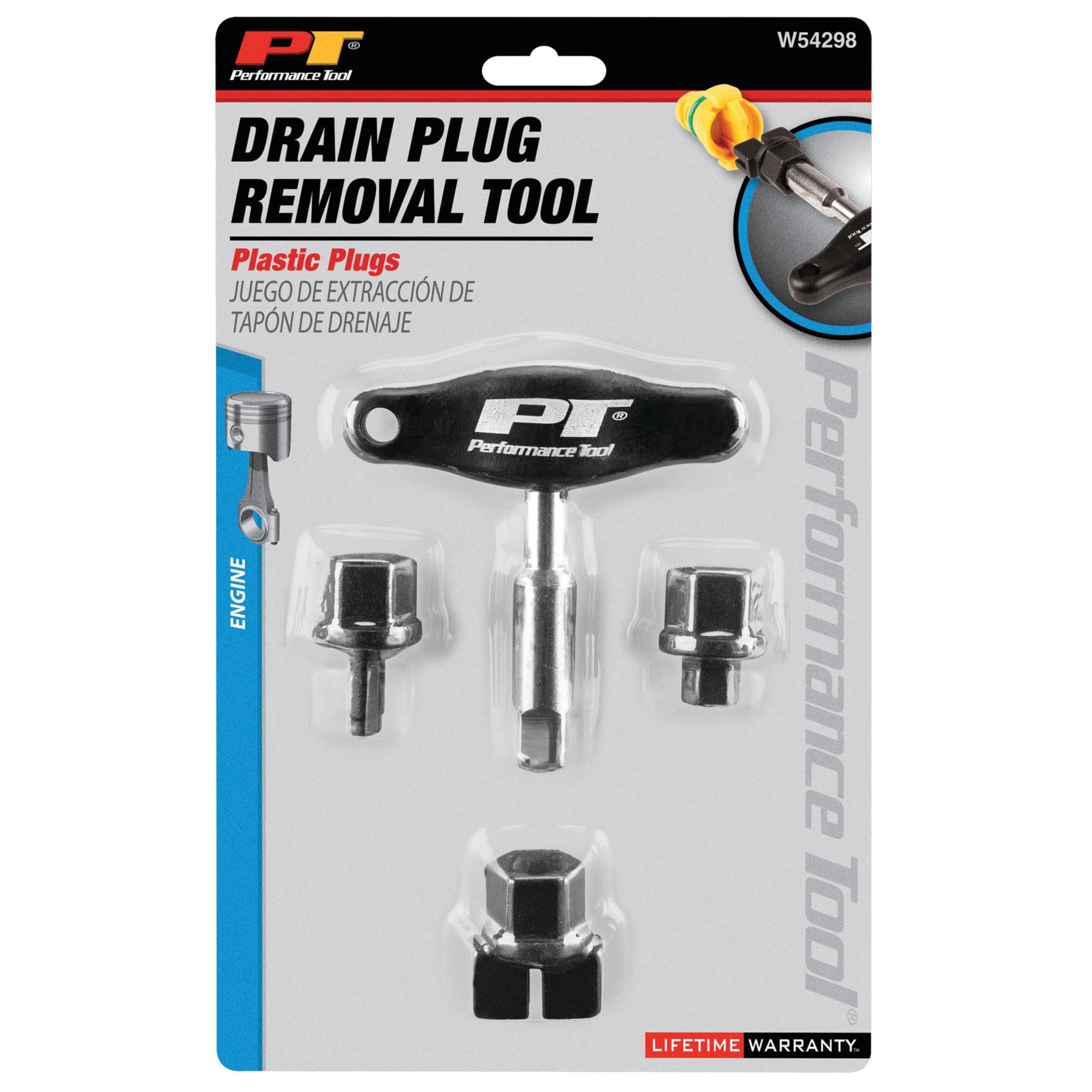 Performance Tool Plastic W54298 Oil Drain Plug Remover - Easily Remove Stripped or Rounded Oil Drain Plugs with Durable and Lightweight Tool