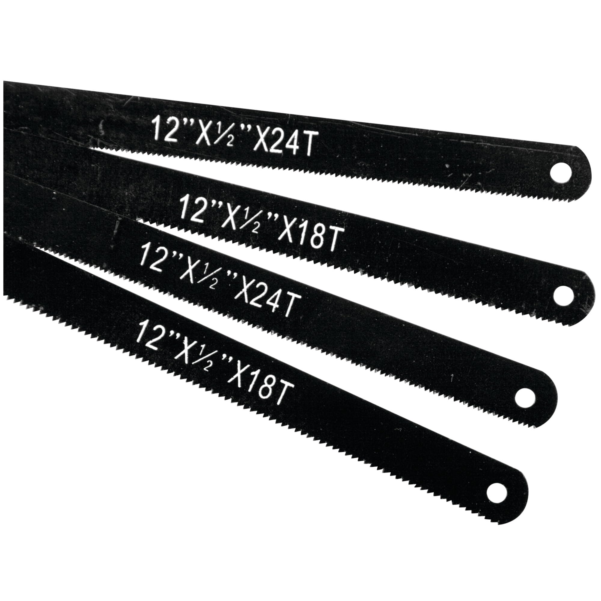 W741C Performance Tool High Carbon Steel Saw Blades - 4 Pack, 18 and 24 Teeth Per-Inch, 12-Inch Length for Efficient Cutting