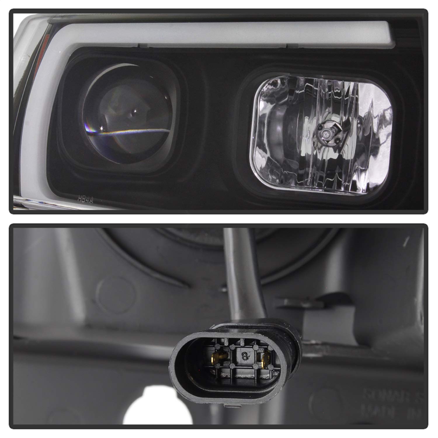 Jeep Grand Cherokee Spyder 5085221 99-04 Version 2 Light Bar Projector Headlights - Black