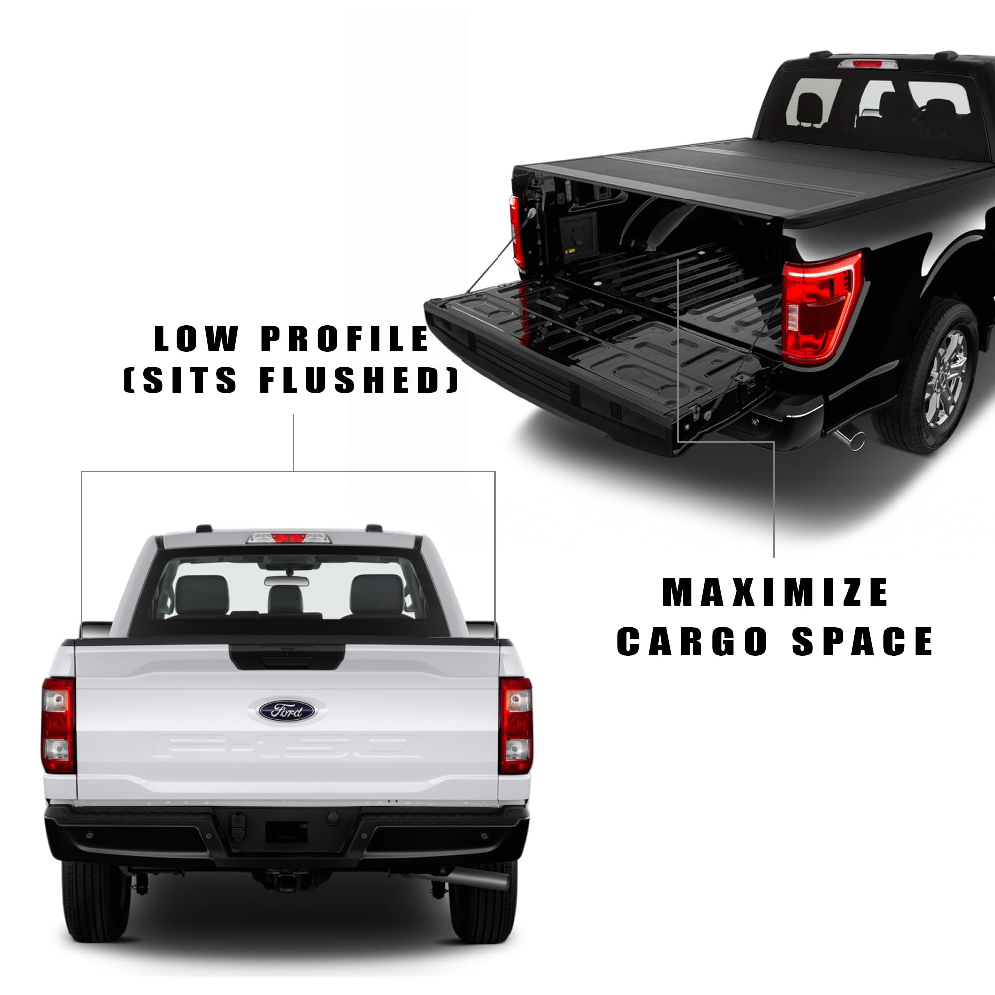 Low Profile Armordillo Hard Tri-Fold for 2015-2024 Ford F150 F-150 Bed Tonneau Cover / 2017-2024 Ford Raptor Bed Tonneau Cover fits 5.5 Ft (66") Bed | CoveRex TFX | 7162198