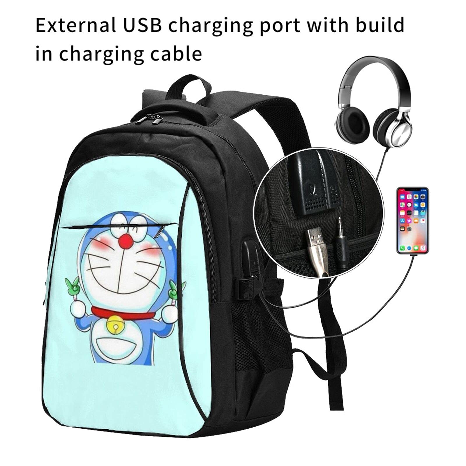 Doraemon Vjkrm Backpack 18 Inch With Usb Interface Portable Lightweight And Large Capacity Reinforced Shoulder Strap Design