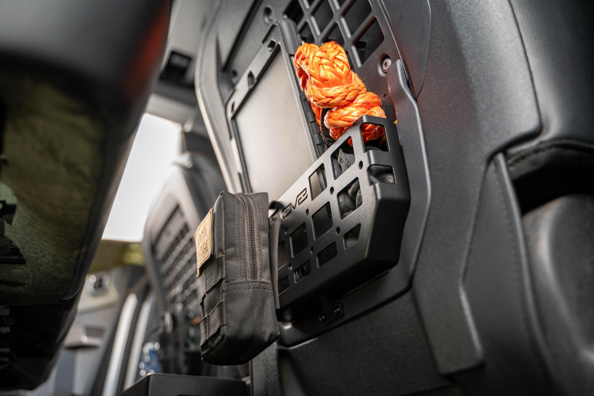 DV8 Offroad Molle Pockets for Seat Back 2021-2025 Ford Bronco | Replaces The Weak Factory Netting | Compatible w/Molle Accessories | 2mm Steel Construction | Black Powder Coat Finish | Sold as a Pair