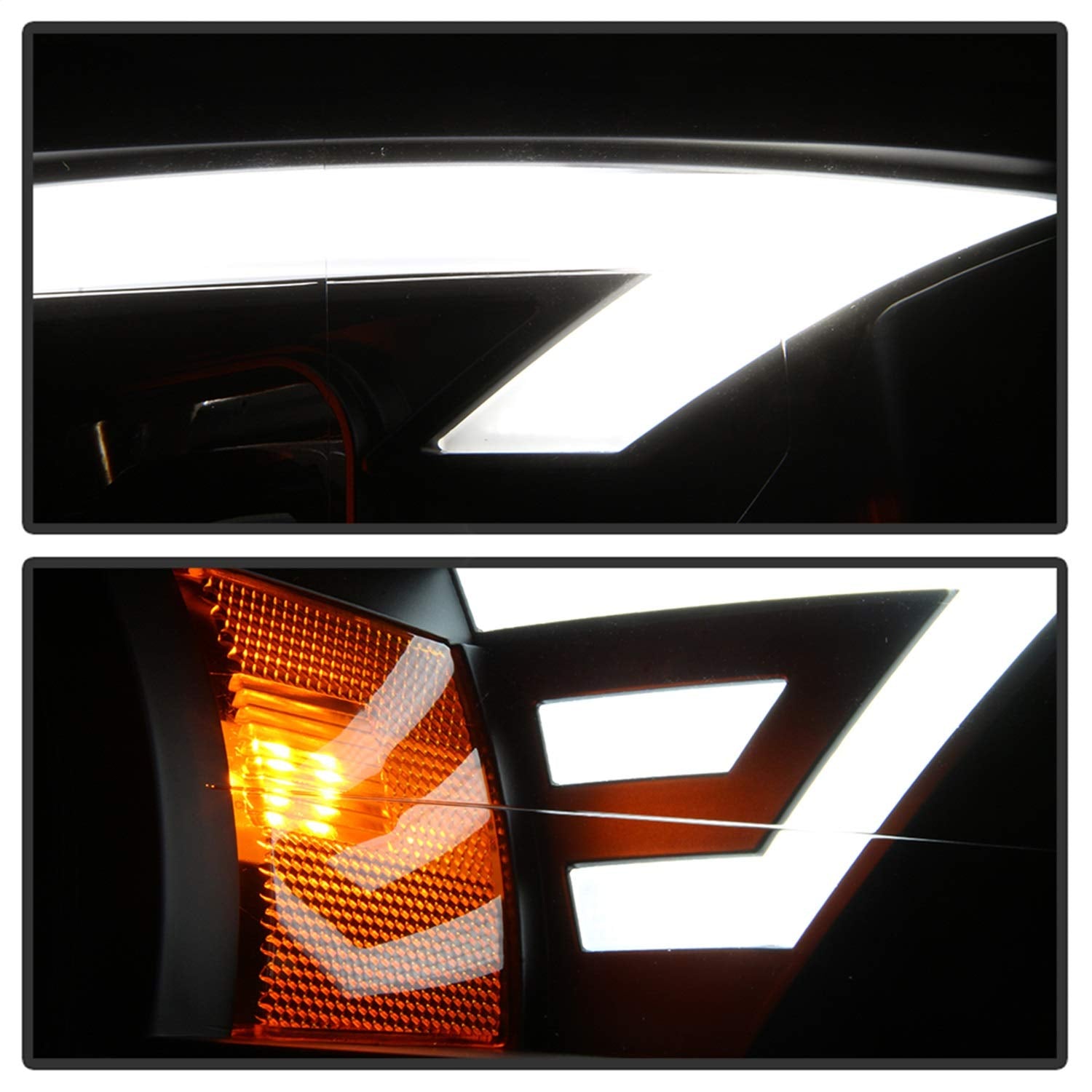 Ford F150 2015-2017 Spyder (Akkon) DRL LED Light Bar Projector Headlights - Black - Low Beam - H7 ; High