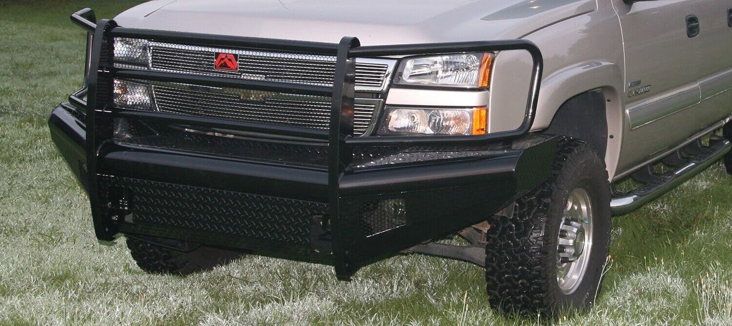 Fab Fours Black Steel Front Ranch Bumper CH05-S1360-1 2 Stage Black Powder Coated w/Full Grill Guard Incl. Light Cut-Outs