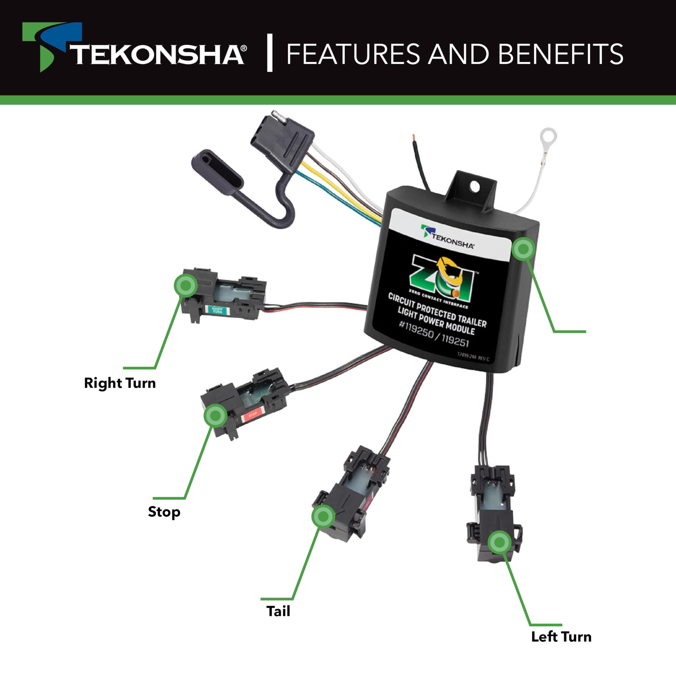 Tekonsha ZCI 119250 Zero Contact Interface Universal ModuLite, Works With PWM or Multiplexed Systems Requiring 2 or 3 Wire Hookup