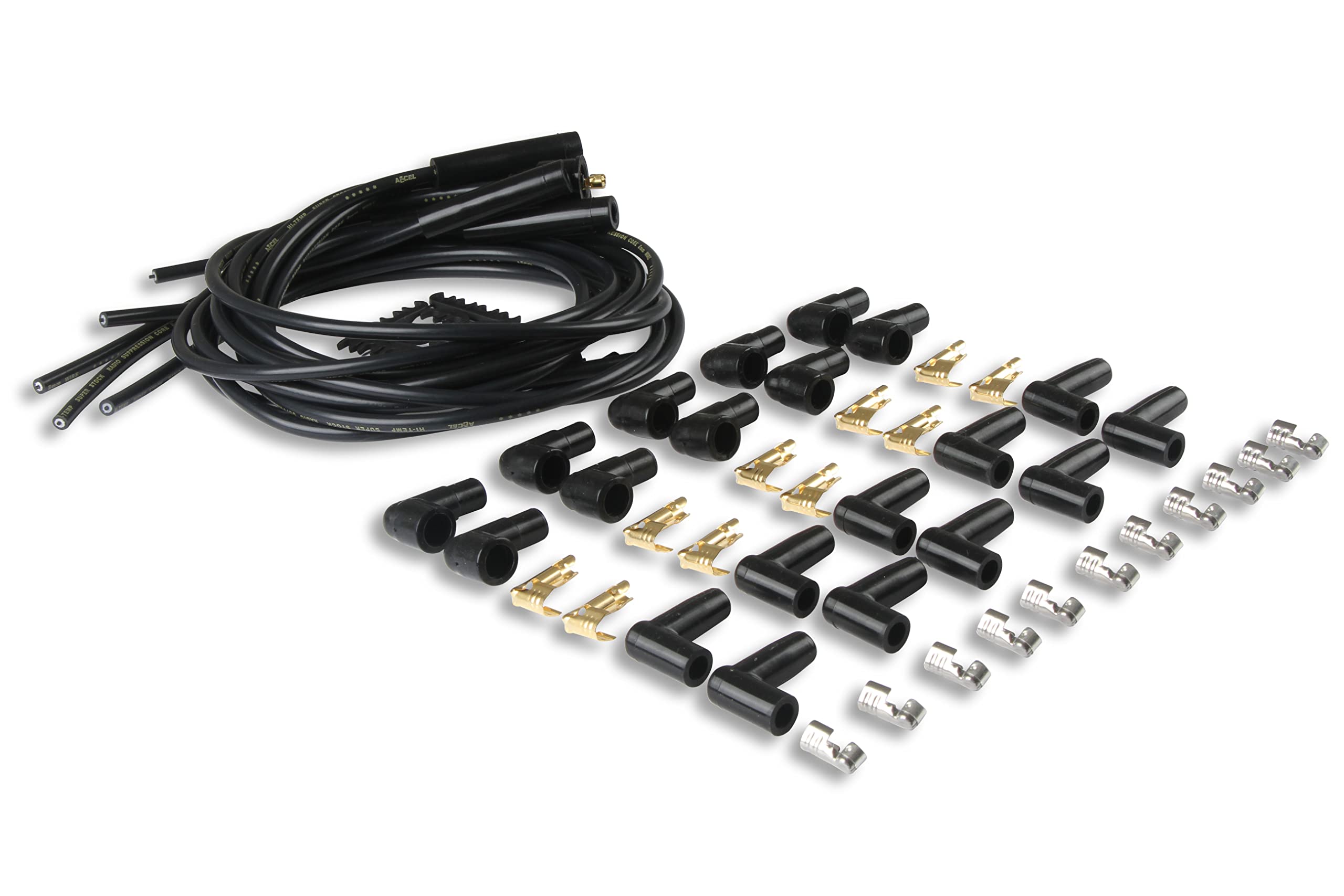 Spark Plug Wire Set- ACCEL 4040K 8mm - Black Wire with Black Straight Boots
