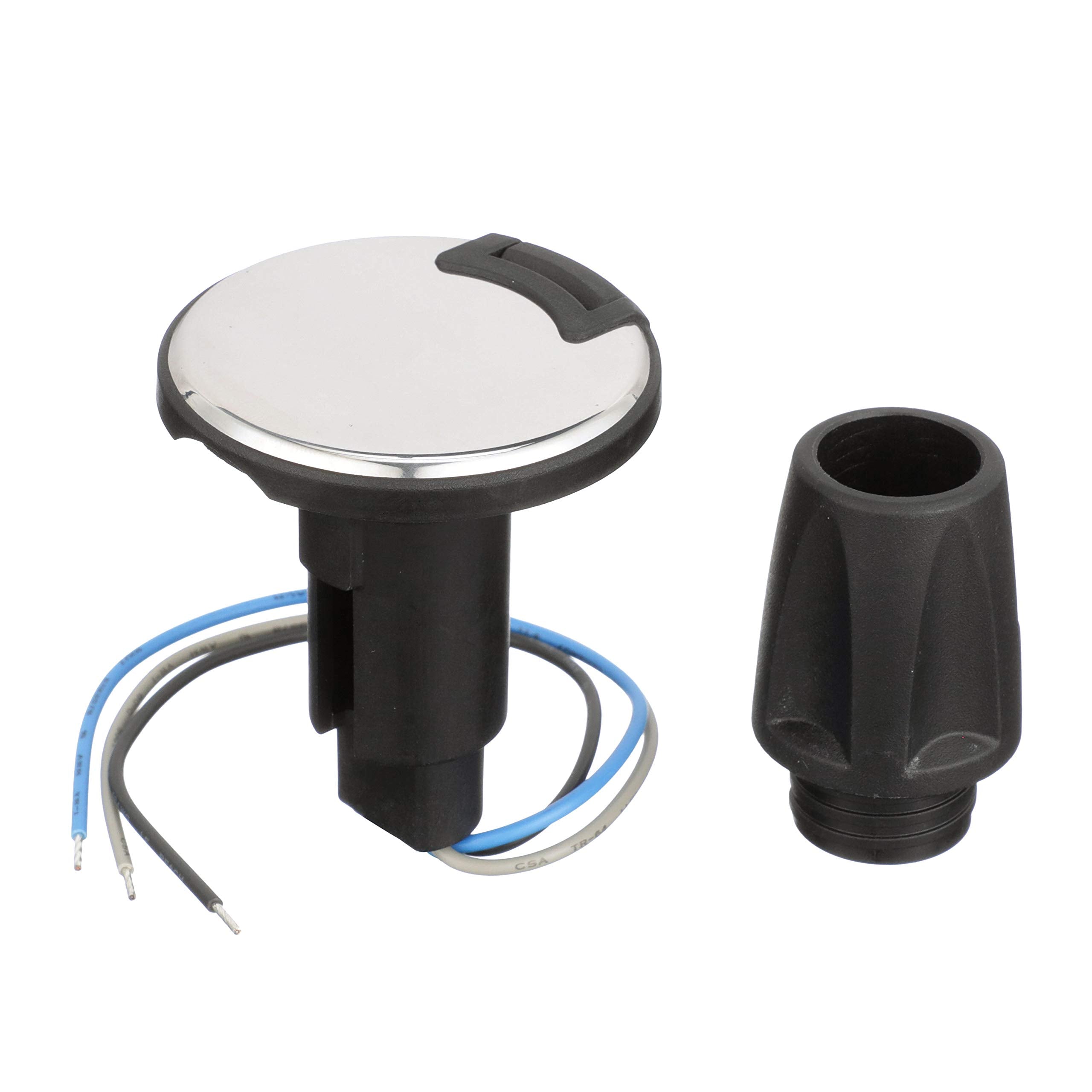 LightArmor™ 910R Series Attwood Round Plug-in Light Base — for All-Around Pole Light, 3-Pin, Black Stainless Cover